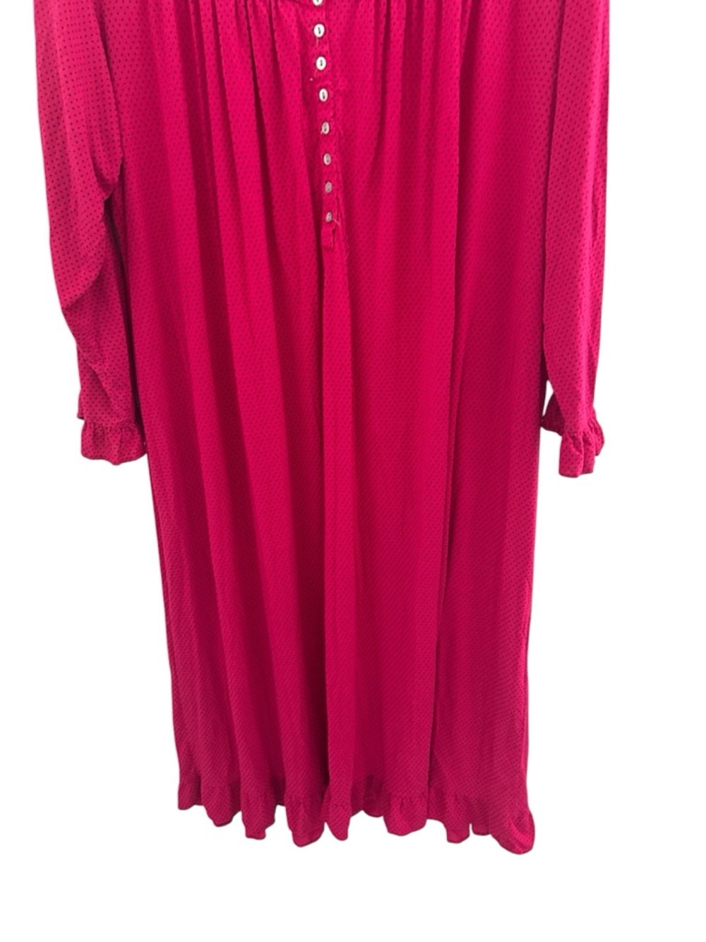 Eileen West Long Magenta Polka Dot Long Sleeve Nightgown Size Large - Picture 5 of 10